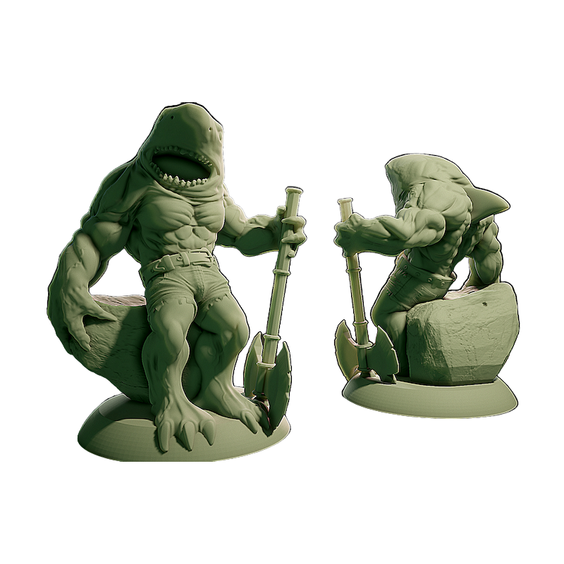 Créature fantastique-Figurine homme requin Hache