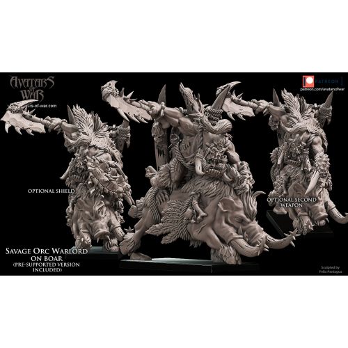 Avatars Of War 3D Printed miniature Chaman orque sur sanglier