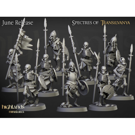 Higland Miniature Transilvanya - Skeletons Warriors with spears