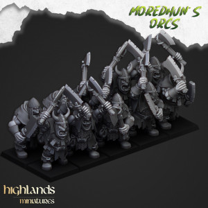 Higlands Miniature- Orc Warriors avec 2 armes de base   