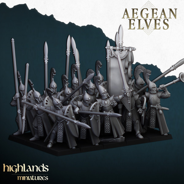 Higlands Miniature - Aegan elf Spearmen   