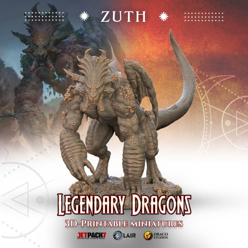 Figurine 3D Résine pour jeux de figurines Dragon Zuth 