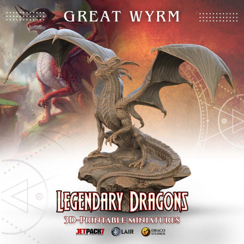 Figurine 3D Résine pour jeux de figurines Dragon rouge