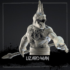 Bust in resin size 10cm - Lizardman