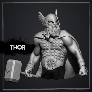 Buste résine taille 10cm  - Thor