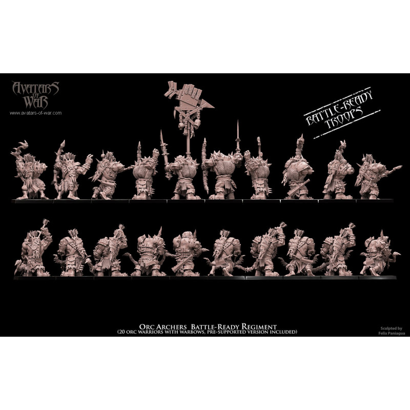 Avatars Of War 3D-Battle Ready Régiment Orques Lances   