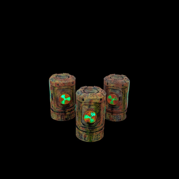 Décors Cyberpunk - Tonneaux X 3 ( avec leds ) 