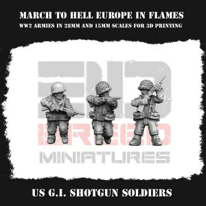 Impréssion 3D Figurines WWII US Shotgun soldiers