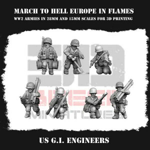 Impréssion 3D Figurines WWII US G.I Engineers