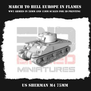 Impréssion 3D Figurines WWII US G.I Véhicule Sherman M4 75mm