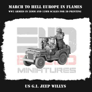 Impréssion 3D Figurines WWII US G.I Véhicule Jeep Willys