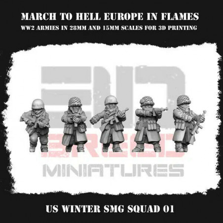 Infanterie Hiver US WW2 – Figurines 3D 28mm & 15mm pour Wargames