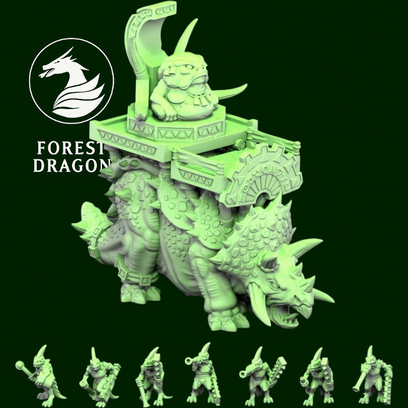 Hommes lézards - Mégadon avec prêtre mage 