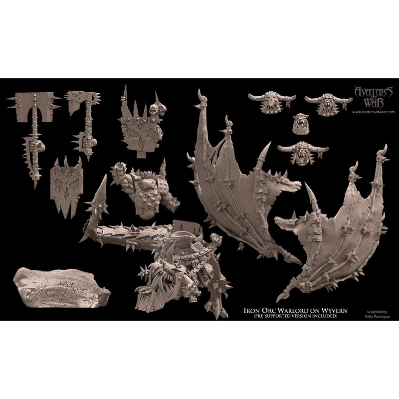 Orques et gobelins - Seigneur orque noir sur wyvern  