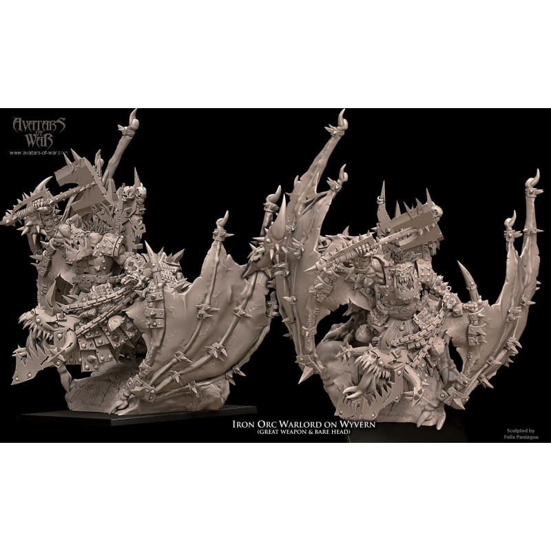 Orques et gobelins - Seigneur orque noir sur wyvern  