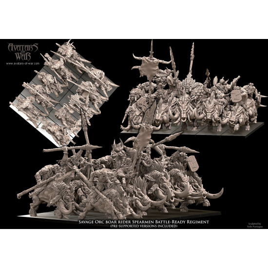 Orques et gobelins - Battle Ready Régiment d'orcs sur Sangliers   