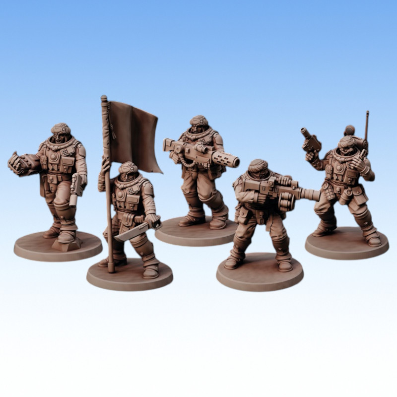 Red Pilgrim – Desert Hawks Command Squad - Lot de 5 figurines 