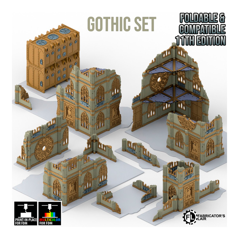 Fabricator's Lair - Foldable Terrain for W40K 11th ed. - Gothic Set 