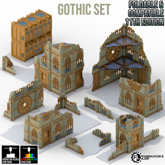 Fabricator's Lair - Foldable Terrain for W40K 11th ed. - Gothic Set 