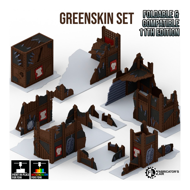 Fabricator's Lair - Foldable Terrain for W40K 11th ed. - Greenskin Set 