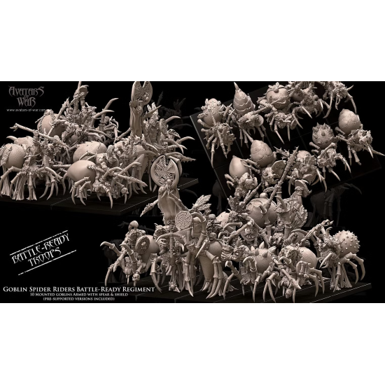 Avatars of wars - Orques et gobelins - Battle Ready Gobelins sur araignées - 3D Printed   