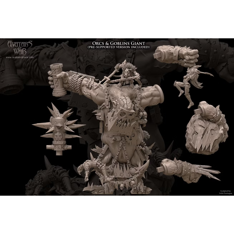 Avatars of wars - Orques et gobelins - BigBoss orc 1 - 3D Printed  