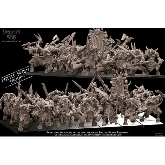 Avatars of wars - Hommes bêtes - Battle Ready Régiment hommes bêtes - 3D Printed   