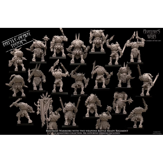 Avatars of wars - Hommes bêtes - Battle Ready hommes bêtes 2 armes - 3D Printed   