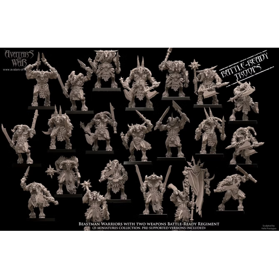 Avatars of wars - Hommes bêtes - Battle Ready hommes bêtes 2 armes - 3D Printed   
