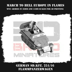 Impréssion 3D Figurines WWII Armée Allemande Wehrmacht Flammpanzerwagen