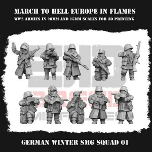 Impréssion 3D Figurines WWII Armée Allemande Wehrmacht Winter SMG squad 1