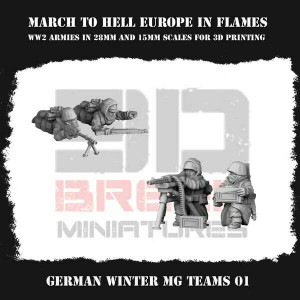 Impréssion 3D Figurines WWII Armée Allemande Wehrmacht Winter MG Team 1
