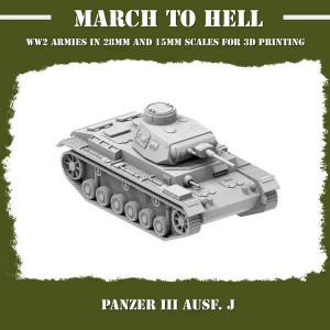 Impréssion 3D Figurines WWII Armée Allemande Wehrmacht Panzer III Ausf.J