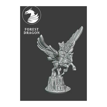 Forest Dragon impréssion 3d-Sorcière sur pégase -Echelle 15mm