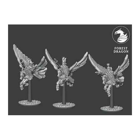 Forest Dragon impréssion 3d-Chevaliers pégases-Echelle 15mm-3 socles