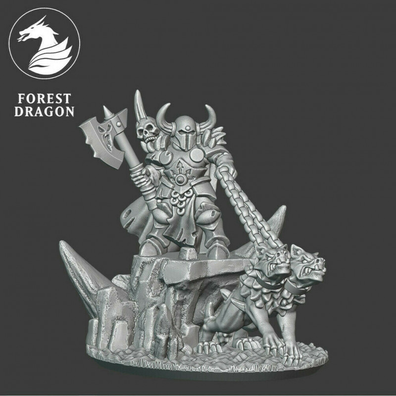 Forest Dragon impréssion 3d- Seigneur du chaos avec chien Echelle 15mm