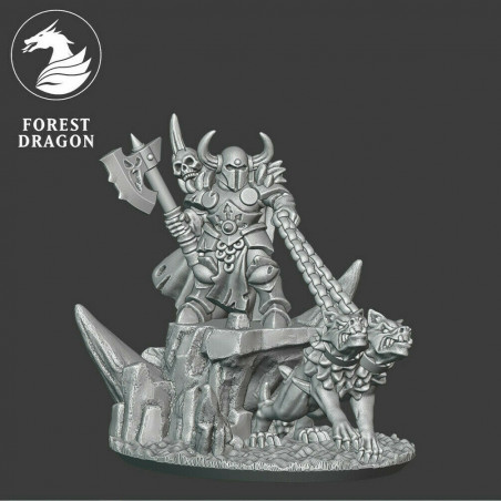 Forest Dragon impréssion 3d- Seigneur du chaos avec chien Echelle 15mm