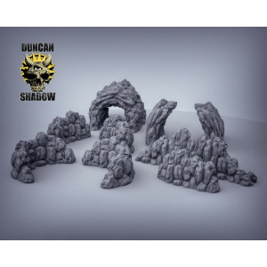 Impression 3D figurines jeux de rôle D&D, Saga, 9th Age, Rock Walls Terrain