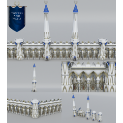 Tours et murs cité elfique Décors impréssion 3D