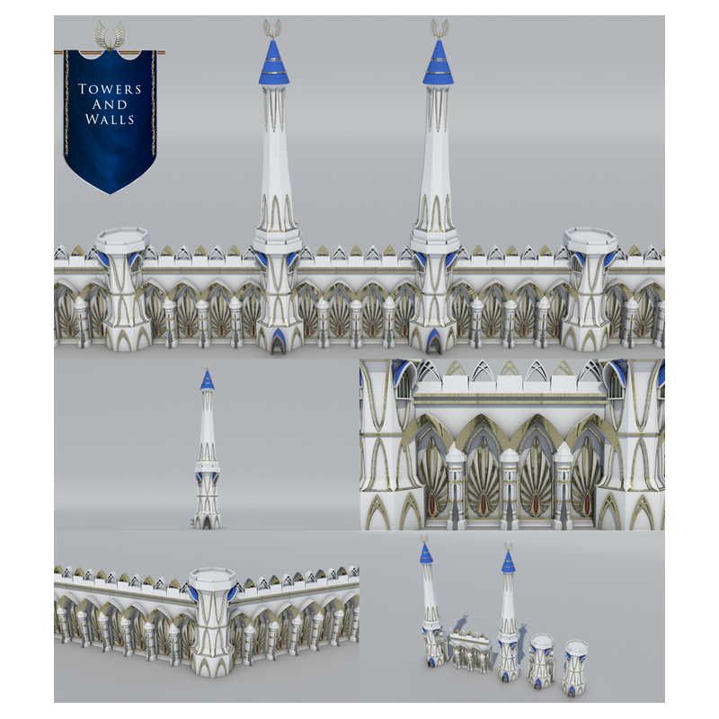 Tours et murs cité elfique Décors impréssion 3D