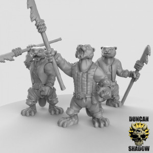 Impression 3D figurines jeux de rôle D&D, Saga, 9th Age, Otter folk with Harpoon