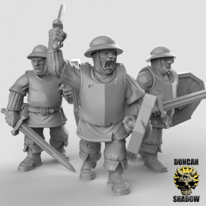 Impression 3D figurines jeux de rôle D&D, Saga, 9th Age,Town Guard with Sword