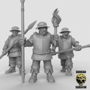 Impression 3D figurines jeux de rôle D&D, Saga, 9th Age, Town Guard with Spears