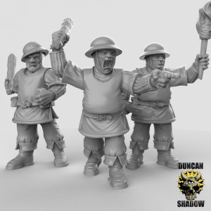Impression 3D figurines jeux de rôle D&D, Saga, 9th Age, Town Guards with Clubs