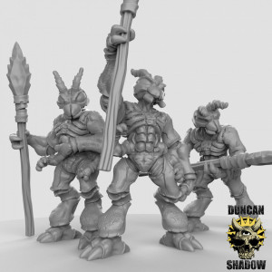 Impression 3D figurines jeux de rôle D&D, Saga, 9th Age, Thri-Kreen with spears
