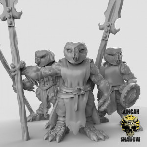 Impression 3D figurines jeux de rôle D&D, Saga, 9th Age, Owl Folk with Spears