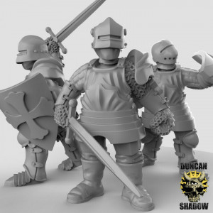 Impression 3D figurines jeux de rôle D&D, Saga, 9th Age,Knights with swords