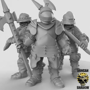 Impression 3D figurines jeux de rôle D&D, Saga, 9th Age, Knights with Polearms