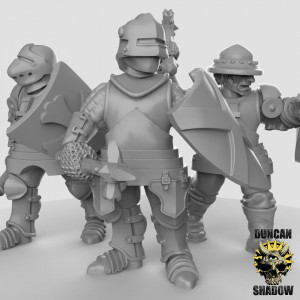 Impression 3D figurines jeux de rôle D&D, Saga, 9th Age,Knights blunt weapons