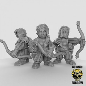 Impression 3D figurines jeux de rôle D&D, Saga, 9th Age, Female Halflings bows